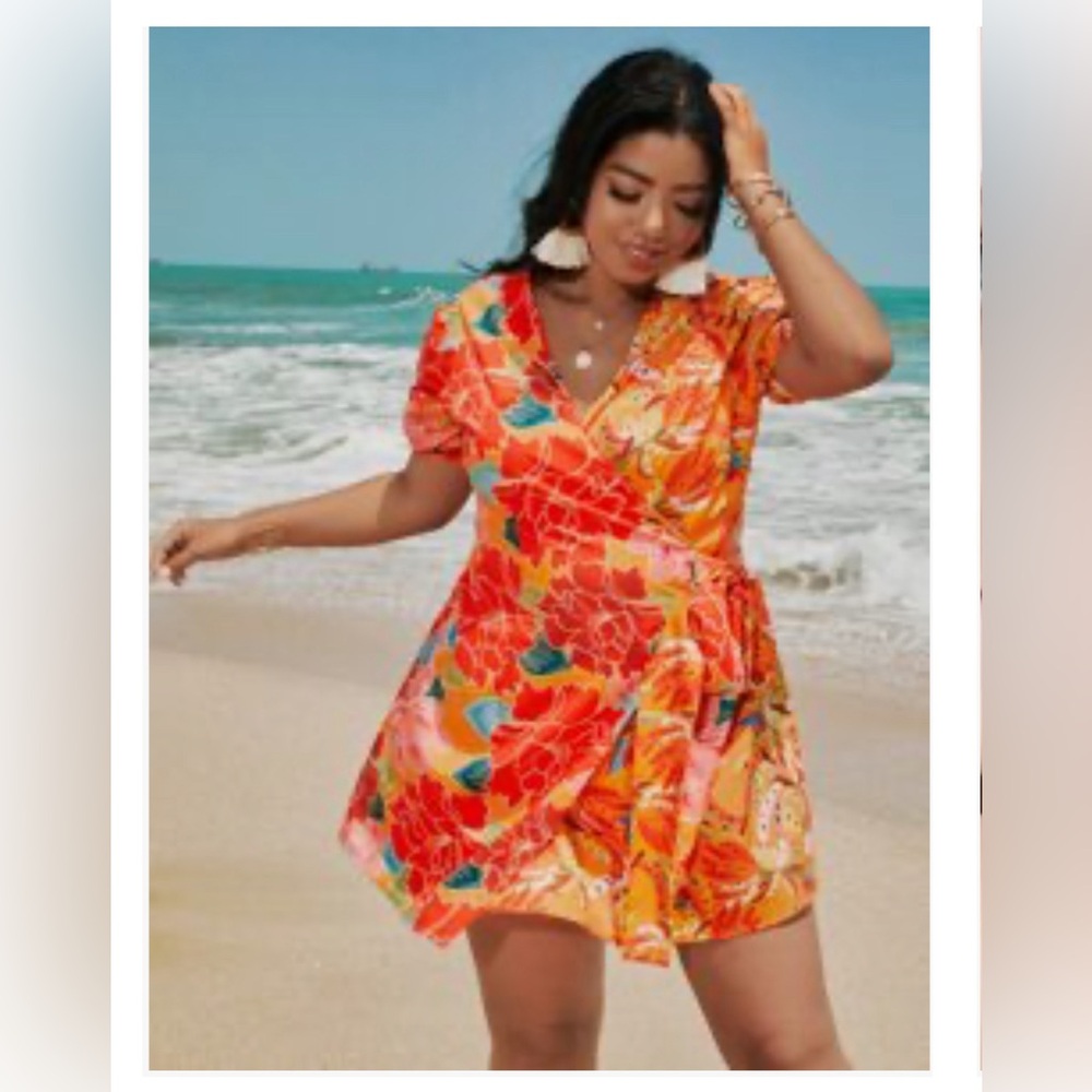 Bright Floral Wrap Dress
